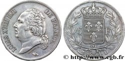 5 francs Louis XVIII, tête nue 1824 Lyon F.309/88