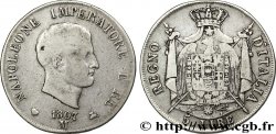 5 lire Napoléon Empereur et Roi d’Italie, 1er type, tranche en relief 1807 Milan M.216