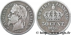50 centimes Napoléon III, tête laurée 1866 Strasbourg F.188/10