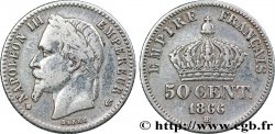 50 centimes Napoléon III, tête laurée 1866 Strasbourg F.188/10
