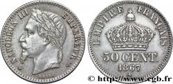 50 centimes Napoléon III, tête laurée 1867 Paris F.188/13