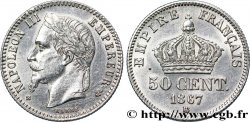 50 centimes Napoléon III, tête laurée 1867 Strasbourg F.188/15 AU