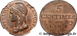 5 centimes Dupré, petit module 1796 Paris F.113/1