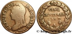 Cinq centimes Dupré, grand module, RANÇAISE 1799 Paris F.115/53