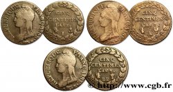 Lot de trois pièces de Cinq centimes Dupré, grand module (F.115) n.d. n.l. F.115/-