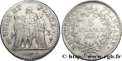 5 francs Union et Force, Union desserré, avec glands intérieurs et gland extérieur 1797 Paris F.291/3