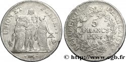 5 francs Union et Force, Union serré, seulement gland extérieur 1798 Paris F.294/13