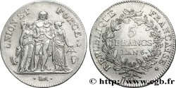 5 francs Union et Force, Union serré, seulement gland extérieur 1798 Perpignan F.288/79