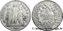 5 francs Union et Force, Union desserré, seulement gland extérieur, petite feuille 1799 Bordeaux F.297/1