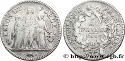 5 francs Union et Force, Union desserré, seulement gland extérieur, petite feuille 1799 Bordeaux F.297/1