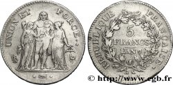 5 francs Union et Force, Union serré, gland intérieur haut, gland extérieur, petite feuille 1799 Paris F.288/104