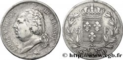 5 francs Louis XVIII, tête nue 1823 Lyon F.309/79