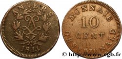 10 cent. Anvers au double L, frappe de l’atelier de Wolschot 1814 Anvers F.130C/2