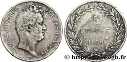5 francs type Tiolier sans le I, tranche en creux 1830 Lyon F.313/3 TB18