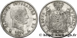 5 lire Napoléon Empereur et Roi d’Italie, 2ème type, tranche en creux 1809 Milan M.221