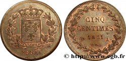 Essai de 5 centimes en bronze, exemplaire hybride 1821 Paris VG.2536 