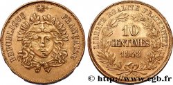 Concours de 10 centimes, essai en cuivre par Gayrard, premier concours, premier revers, piéfort au quadruple 1848 Paris VG.3141 