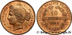 Concours de 10 centimes, essai en cuivre par Rogat, premier concours, premier revers 1848 Paris VG.3169 