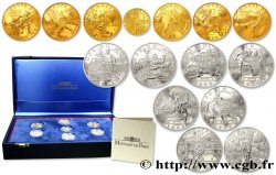 Coffret complet 15 monnaies Belle Épreuve Or et Argent Coupe du monde de football 1998 1996  F5.1306à1313 1