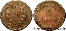 5 cent. Anvers à l’N, frappe de l’atelier de Wolschot 1814 Anvers F.115B/1 TB20