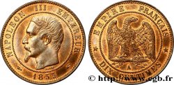 Dix centimes Napoléon III, tête nue 1855 Paris F.133/18