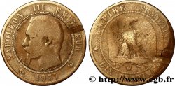 Satirique ou boîte de forçat sur Dix centimes Napoléon III, tête nue 1857 Lille F.133/46