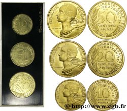 Boîte de trois essais de 50, 20 et 10 centimes Marianne 1962 Paris F.144/1 var.