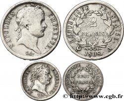 Lot de deux pièces Napoléon Empereur, République française 1808 n.l. F.-/-