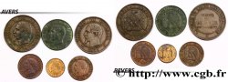 Lot de six monnaies en bronze Napoléon III, tête nue n.d. n.l. F.-/-