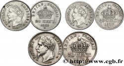 Lot de trois monnaies en argent Napoléon III, tête laurée n.d. n.l. F.-/-