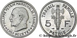 Essai de 5 francs Pétain en maillechort, 2e projet de Bazor 1941 Paris GEM.142 37