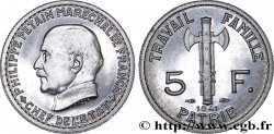 Essai de 5 francs Pétain en aluminium, 3e projet de Bazor (type adopté) 1941 Paris GEM.142 62