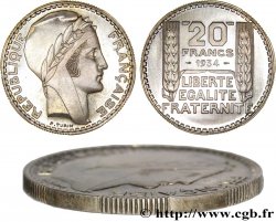 20 francs Turin, essai de tranche semi-striée 1934 Paris F.400/6 var.