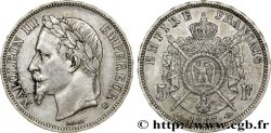 5 francs Napoléon III, tête laurée 1867 Strasbourg F.331/11 TTB50