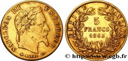 5 francs or Napoléon III, tête laurée 1863 Paris F.502/3 TB35