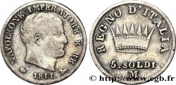 5 soldi Napoléon Empereur et Roi d’Italie 1811 Milan M.282
