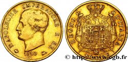 40 lire or Napoléon Empereur et Roi d’Italie, 2e type, tranche en creux 1810/09 Milan M.196 var.
