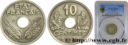 Essai de 10 centimes État français, grand module en cuivre argenté 1941 Paris F.141/1 var.