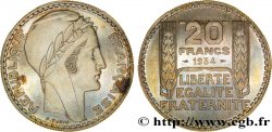 20 francs Turin, essai de tranche semi-striée 1934 Paris F.400/6 var. MS65