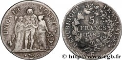 5 francs Union et Force, Union serré, avec glands intérieurs et gland extérieur 1797 Bordeaux F.288/9