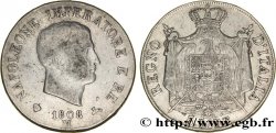 5 lire Napoléon Empereur et Roi d’Italie, 1er type, tranche en relief 1808 Milan M.218  TB25