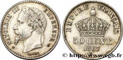50 centimes Napoléon III, tête laurée 1867 Strasbourg F.188/15