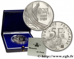 Belle Épreuve argent 5 francs Tour Eiffel 1989 Paris F5.1200 3