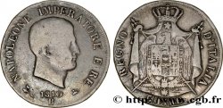 5 lire Napoléon Empereur et Roi d’Italie, 1er type, tranche en relief 1810 Bologne M.78  TB15