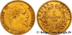 5 francs or Napoléon III, tête nue, petit module, tranche cannelée 1855 Paris F.500A/2