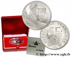 Belle Épreuve argent 5 francs Tour Eiffel 1989 Paris F5.1200 3
