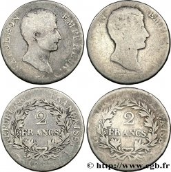 Lot de deux pièces de 2 francs Napoléon Empereur, Calendrier grégorien 1807 Limoges F.252/11 var.