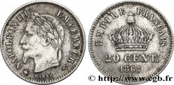 20 centimes Napoléon III, tête laurée, grand module 1867 Paris F.150/1