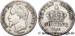 50 centimes Napoléon III, tête laurée 1866 Strasbourg F.188/10
