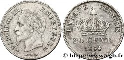 20 centimes Napoléon III, tête laurée, petit module 1864 Strasbourg F.149/2